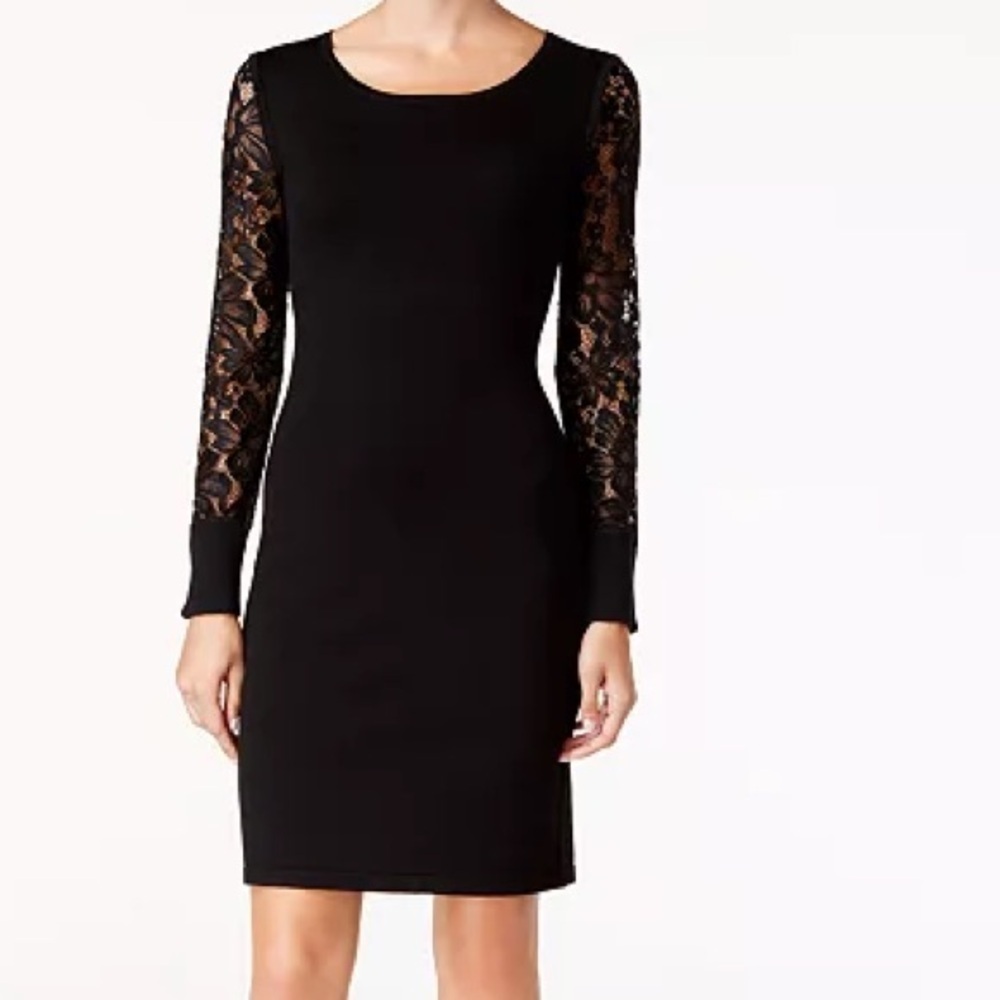 Calvin Klein Black Dress with Lace Sleeves